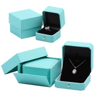 nice quality classic design double ring box exquisite pendant necklace jewellery display packaging with custom logo