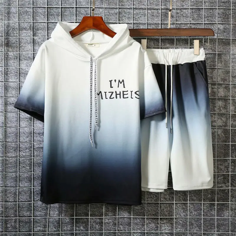 

Summer sports leisure ice silk suit men's Korean fashion net red changing color men's handsome short sleeve T-shirt set