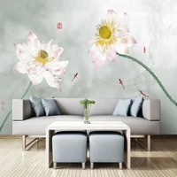 custom 3d mural modern chinese lotus and carp photo wallpaper sofa tv background wall paper for living room bedroom home decor