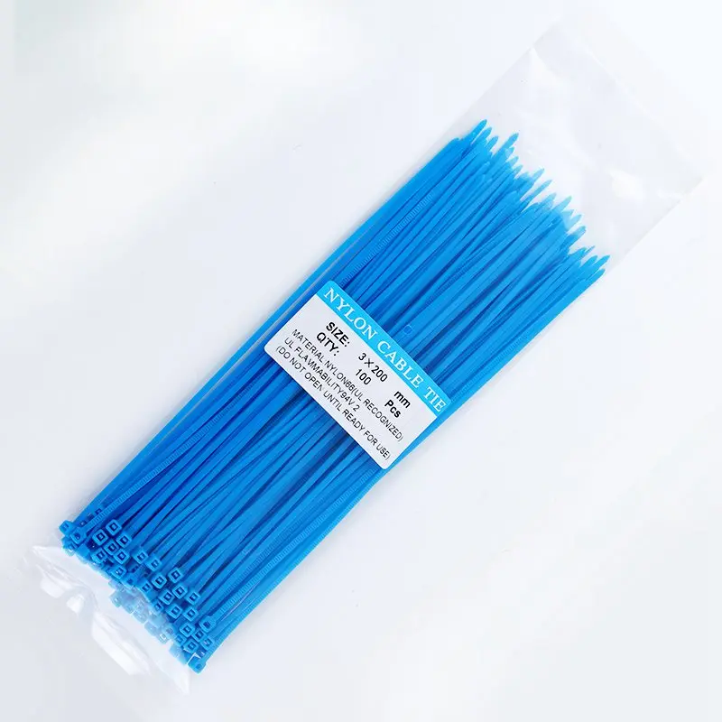 Blue 100 шт. самоблокирующиеся Нейлоновые кабельные стяжки многоцелевого использования 8 дюймов провод кабель стяжку Кухня Еда Сумка зажим Пластик Садоводство завод кабельные стяжки - Цвет: Blue