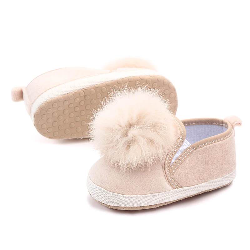 

COJOK Plush Baby Shoes Girls Classic Flower Decoration Soft Sole PU Leather Baby Shoes Baby Double Velcro Baby Toddler Shoes