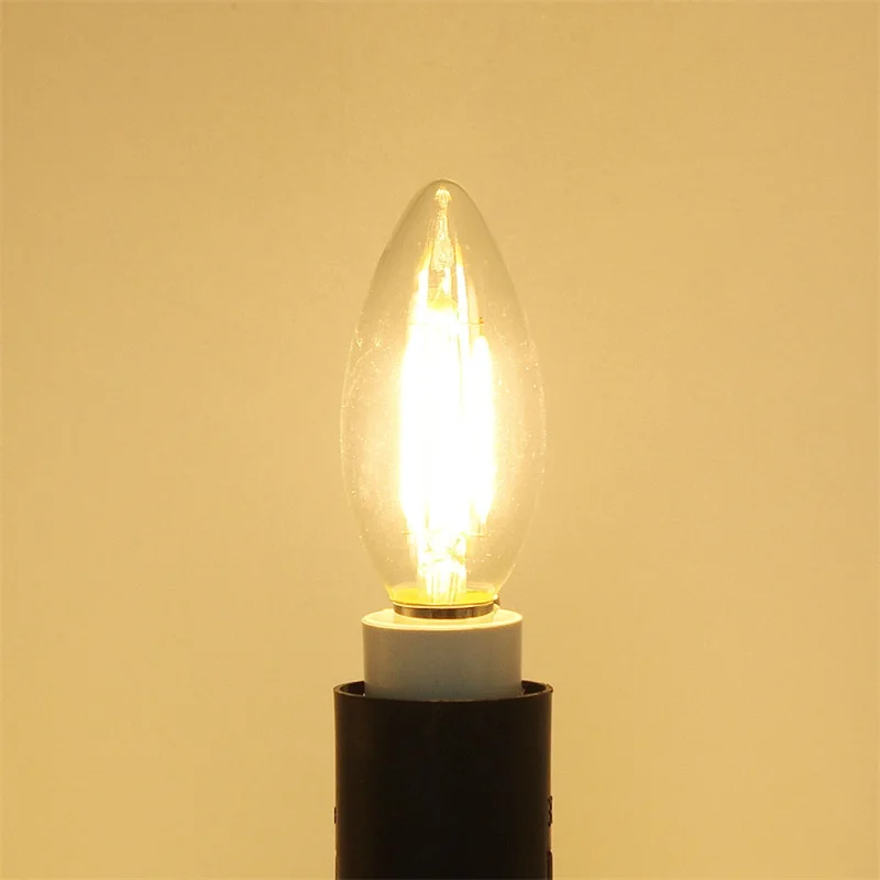 2pcs LED Candle Bulb E14 2W 4W AC 220V 240V Retro antique Glass Edison Lamp Vintage C35 Filament Light 360 Degree | Освещение