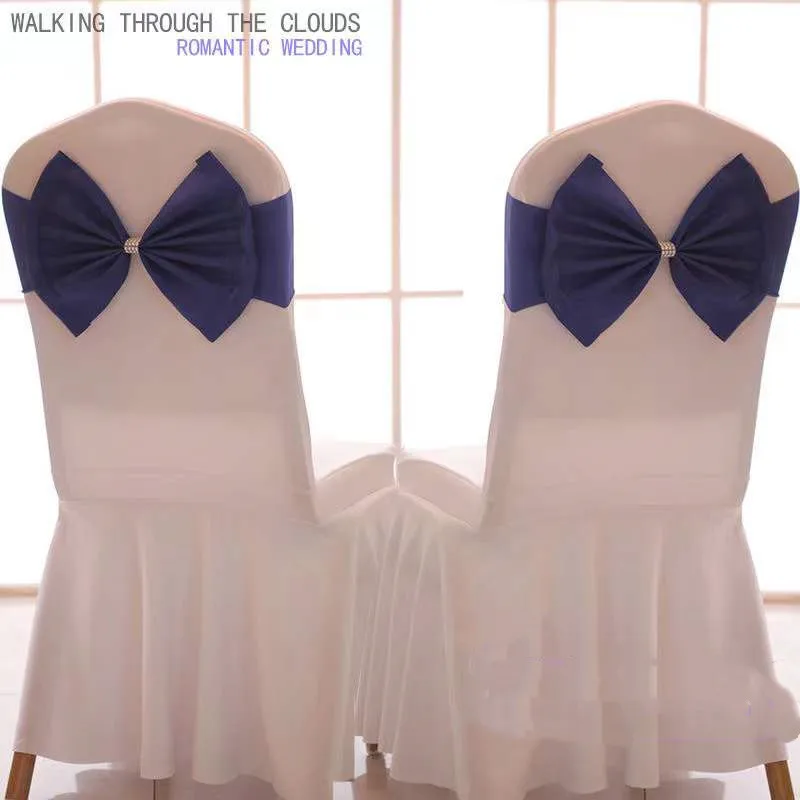 

Chair Back Flower Bow Chair Decoration Ribbon Wedding Banquet Chair Sash Bowknot 10 Pcs/50 Pcs