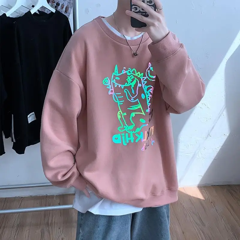 

Черная Светоотражающая толстовка, мужской крутой пуловер с крокодиловым узором, топы в стиле Харадзюку, уличная одежда, мужская Осенняя тол...