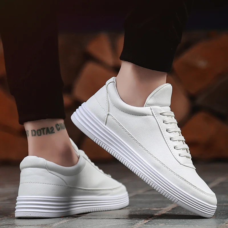 2021 Men Sneakers Soft Leather Casual Shoes Flat Fashion Brand Men's White Black Top Quality men |