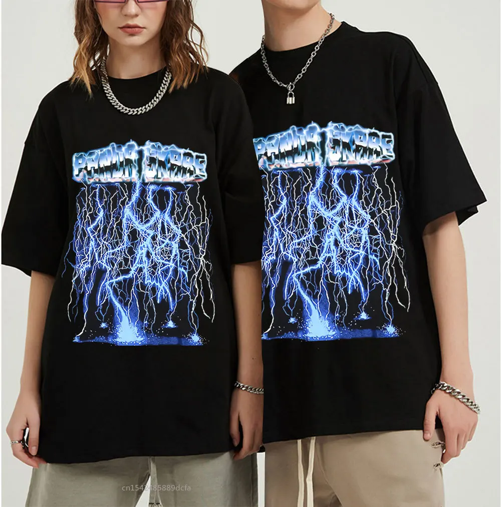 

Lightning Print T-Shirt Oversized Hip Hop Streetwear Harajuku Summer Tops Tees