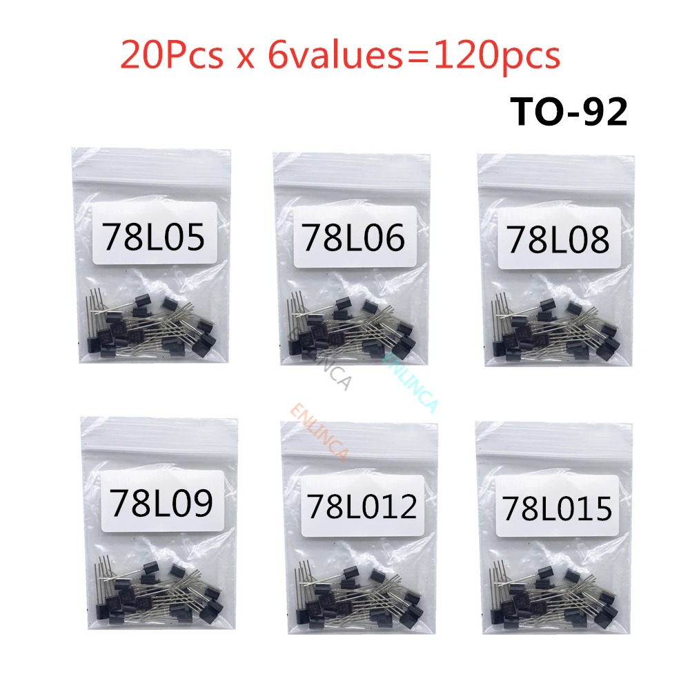 

20pcs*6values=120pcs TO-92 78L05 78L06 78L08 78L09 78L12 78L15 Transistor package Assorted Kit free shipping