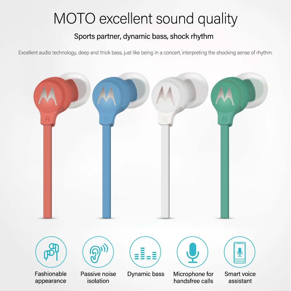 Оригинальные проводные наушники Motorola Bass Sound 3 5 мм спортивные вкладыши с