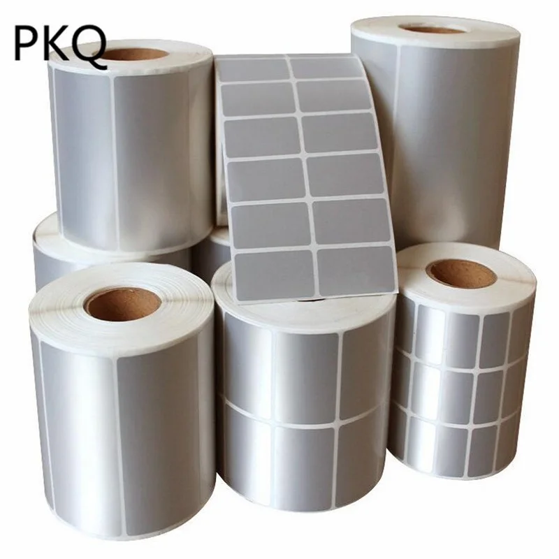 

60mm 70mm 80mm 90mm Silver Roll Self Adhesive Label Sticker Thermal Transfer Printer Stickers Waterproof Print Supplies