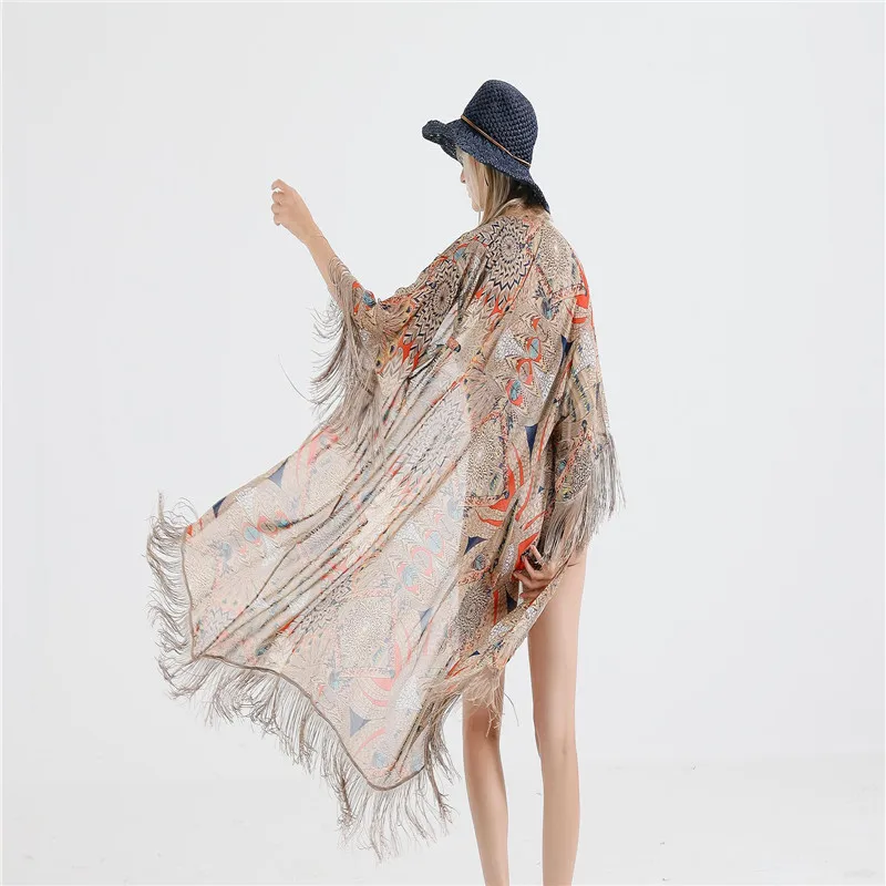 

Женская накидка на бикини для взрослых, пикантный солнцезащитный кардиган с рукавом три четверти и V-образным вырезом, купальник, платье для...