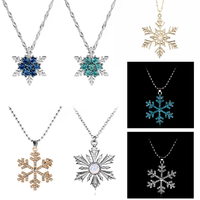 

Once upon a time Snowfake Necklace Crystal Pendant Necklaces for Women Jewelry Flower Choker Girl Gift Kolye Collares
