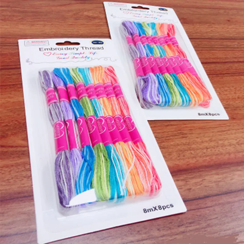 8pcs/card Color Variation Embroidery Variegated Floss Cross stitch 6 strands Thread 8 meters skein | Дом и сад