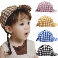 new plaid baby hat summer korean version sunshade cap adjustable soft brim kids baseball caps for girl boy accessories sun hats
