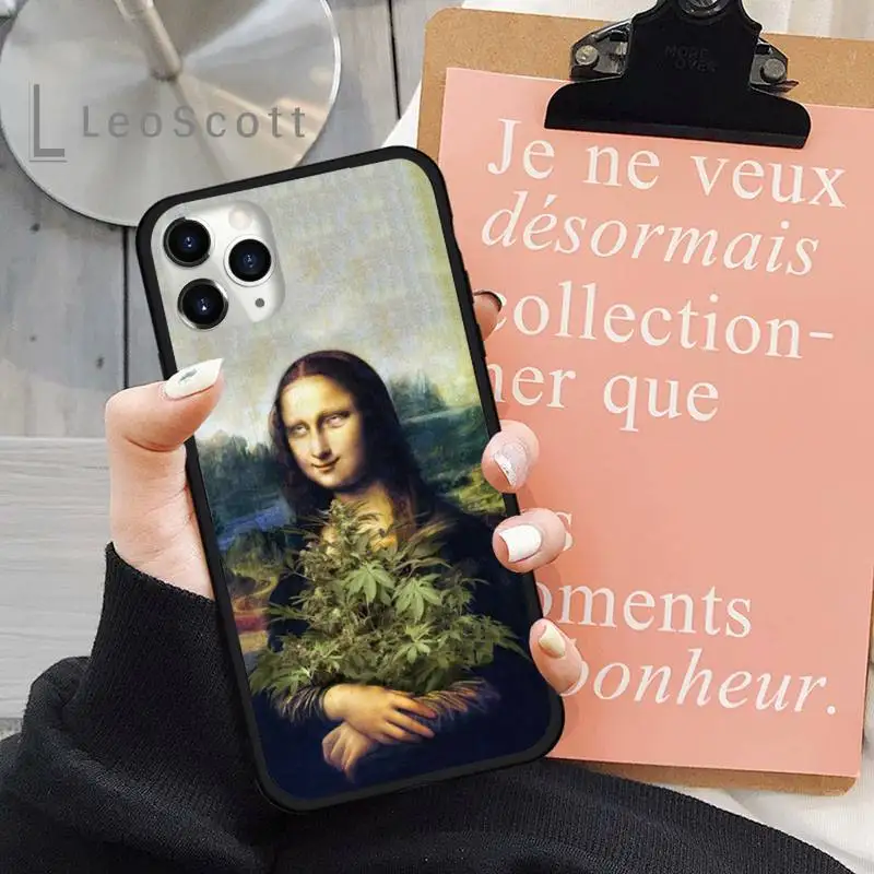 

Mona Lisa funny Spoof Art Phone Case for iPhone 11 12 mini pro XS MAX 8 7 6 6S Plus X 5S SE 2020 XR