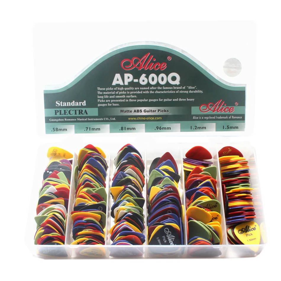 600 stücke alice ap 600q akustische elektrische gitarre picks matte abs gleitschutz plektrum picks verschiedene farbe und dicke großhandel f