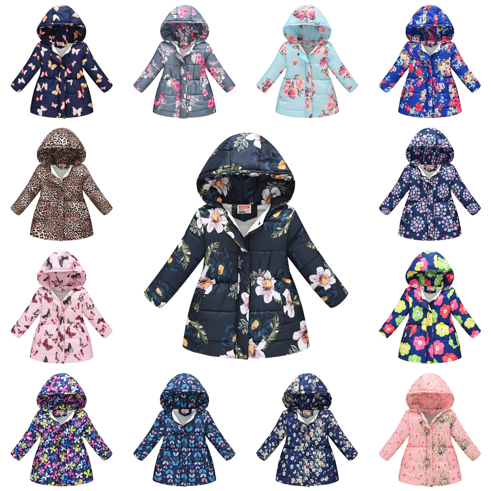 

Новинка, теплые пуховики для девочек, хлопковая куртка, детская плотная верхняя одежда с принтом, детская одежда, пальто с капюшоном для мал...