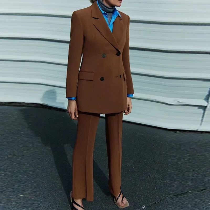 

Женский офисный комплект из двух предметов Za, официальный однотонный Блейзер, элегантный жакет, двубортный пиджак, верхняя одежда