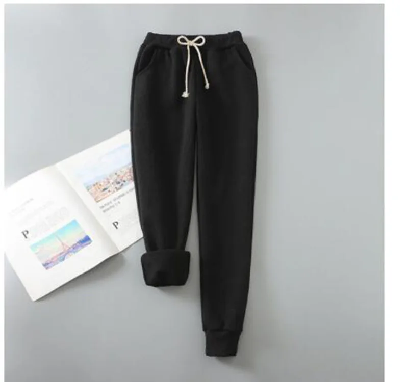 Женские теплые плотные бархатные спортивные штаны для бега на флисе