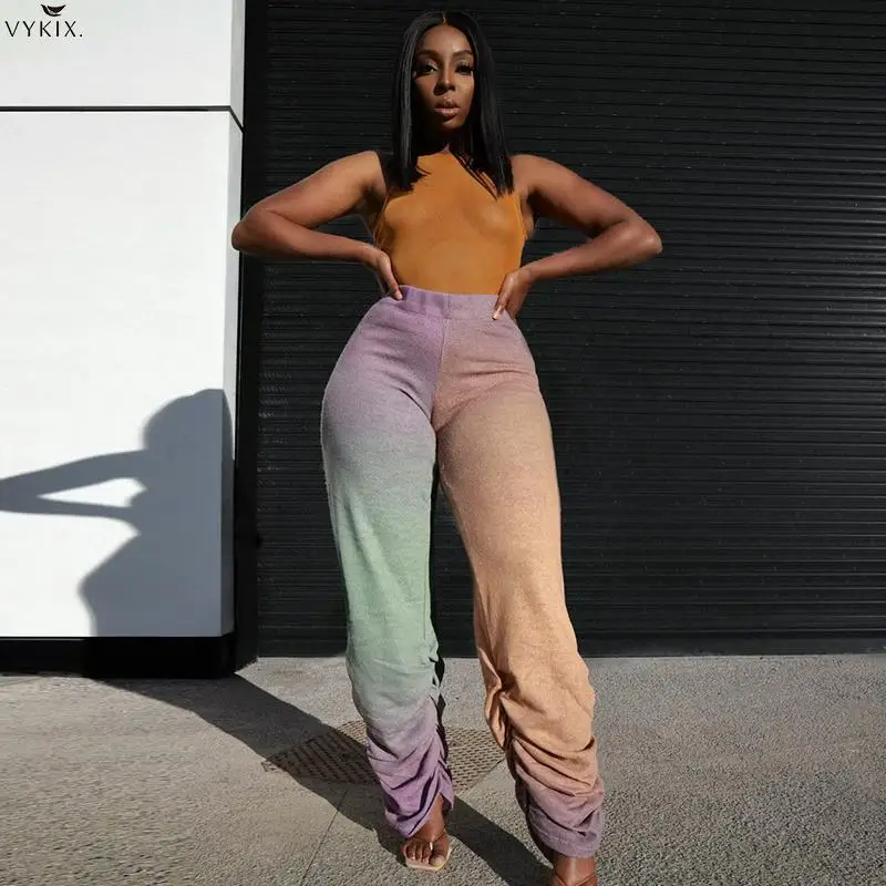 

Cheap Women Print High Waist Ruched Flare Pants Leggings 2021 Autumn Winter Sexy Party Woman Pants Loose Casual Y2k Clothing New
