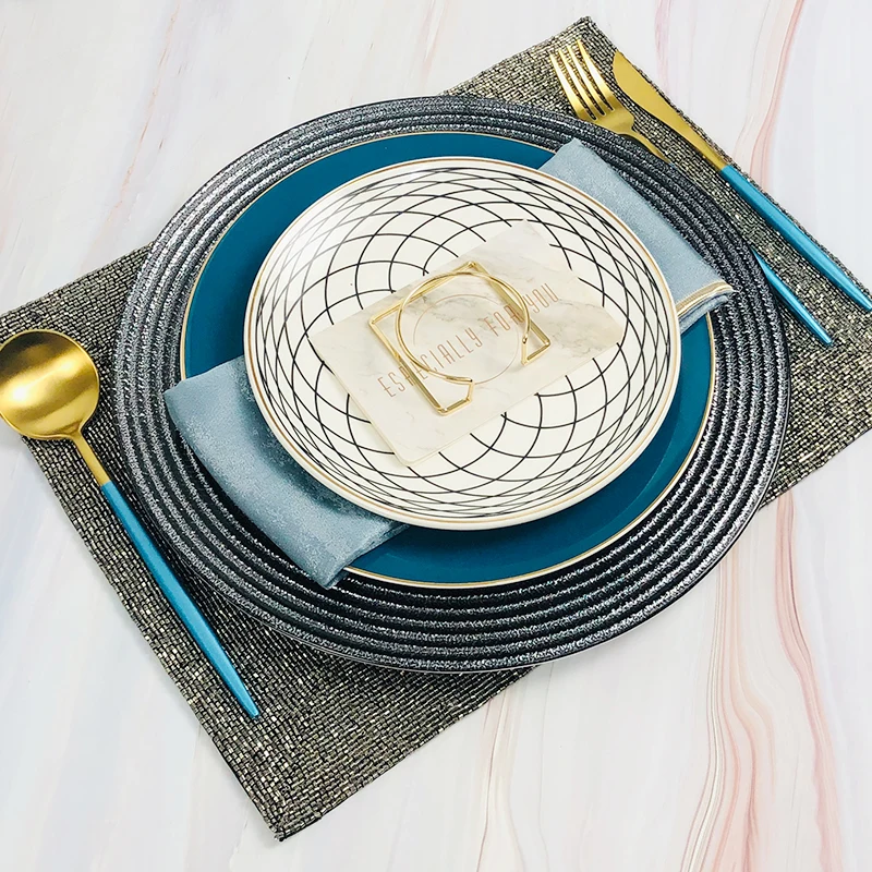 

Nordic Plate Set Bone China Luxury Dessert Plate Trays Decorative Dessert Steak Dinner Plates Zestawy Obiadowe Tableware DA60PZ