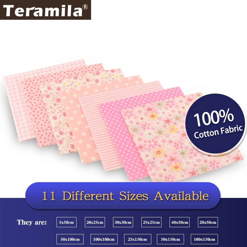 1Sets 7 Pieces Plain Cotton Patchwork Fabric Fat Quarter Bundle for Art Work Quilting Sewing Decoration Clothing Home Textile