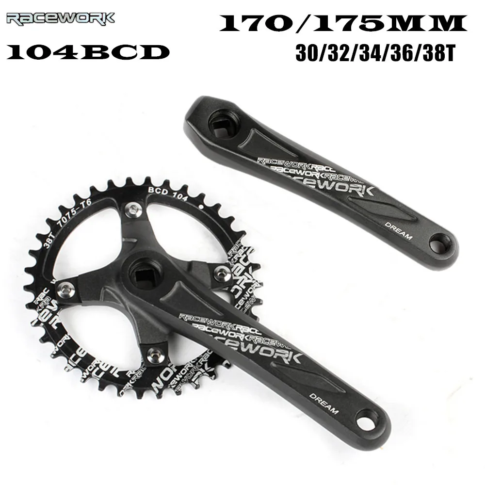RACEWORK велосипедный Картер Звездочка 104BCD MTB велосипед квадратное отверстие 170 мм 175
