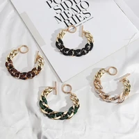 new vintage crystal rhinestone zircon colorful dripping oil metal acrylic splicing thick chain bracelet for women charm jewelry