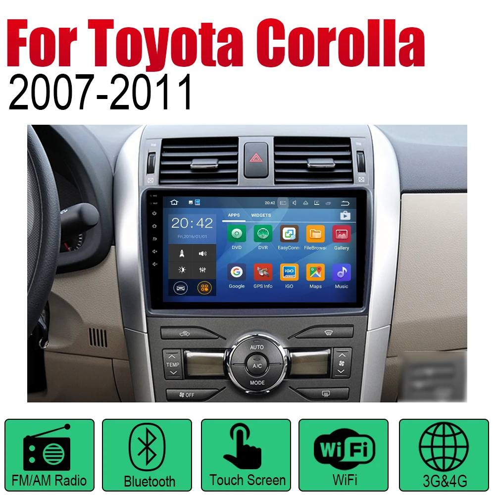 Автомагнитола для Toyota Corolla 2007 2008 2009 2010 2011 Android 2 Din автомобильный мультимедийный
