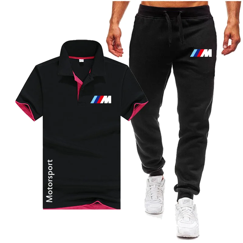 Мужские рубашки поло комплект со штанами на открытом воздухе летняя полиэфирная