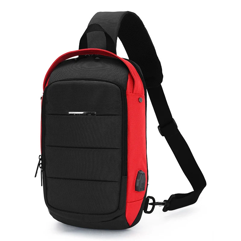 

Men Chest Bag Casual Waterproof Crossbody Bag External USB Interface Single Shoulder Bag Multifunction Fashion Chest Pack 2021