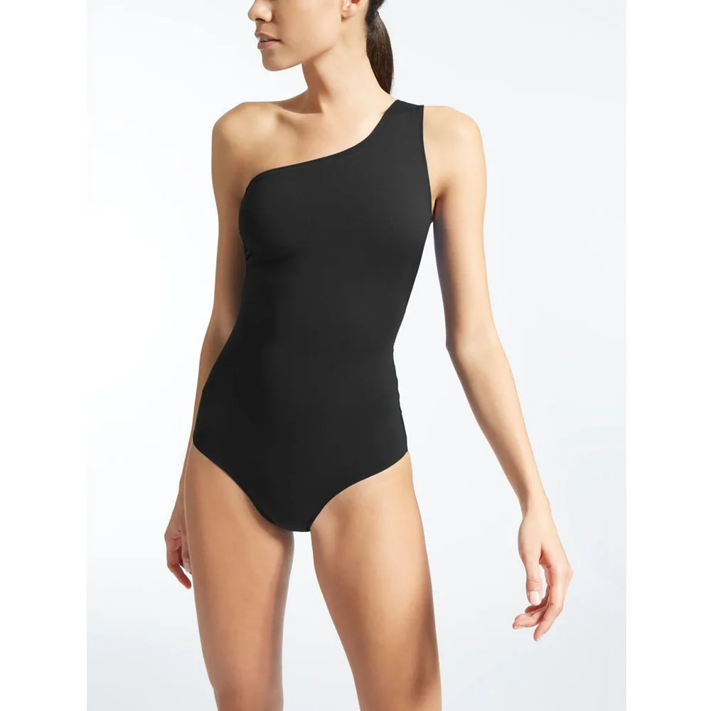 

Летний Новый сексуальный женский комбинезон с одним плечом без рукавов с черной облегающей отделкой