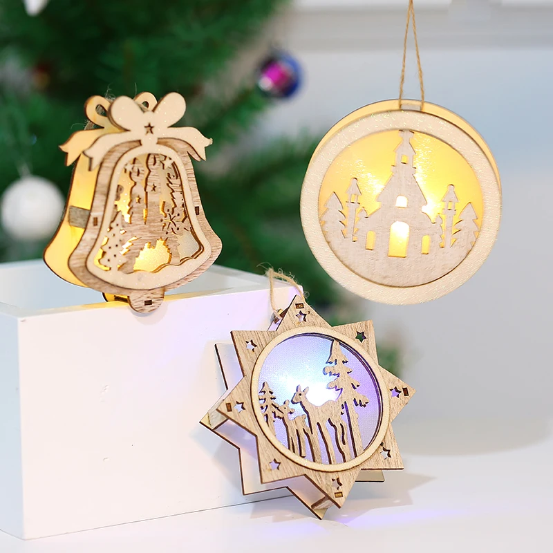 

Christmas Wooden Nordic Luminous Pendant Home Three-dimensional Tree Ornaments Decoration Desktop