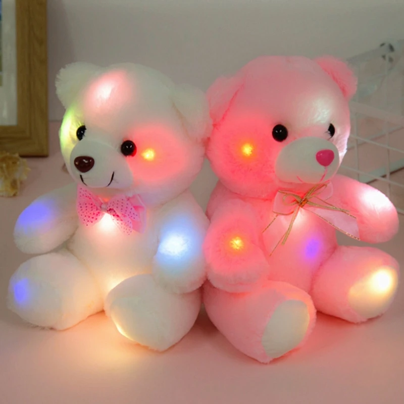 

20cm Colorful Glowing Teddy Bear Stuffed Animals Doll Kids Birthday Christmas Gifts Creative Plush Light up Toy
