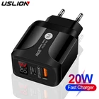 USB-зарядное устройство USLION PD 20 Вт QC 3,0 для быстрой зарядки iPhone 12, 11