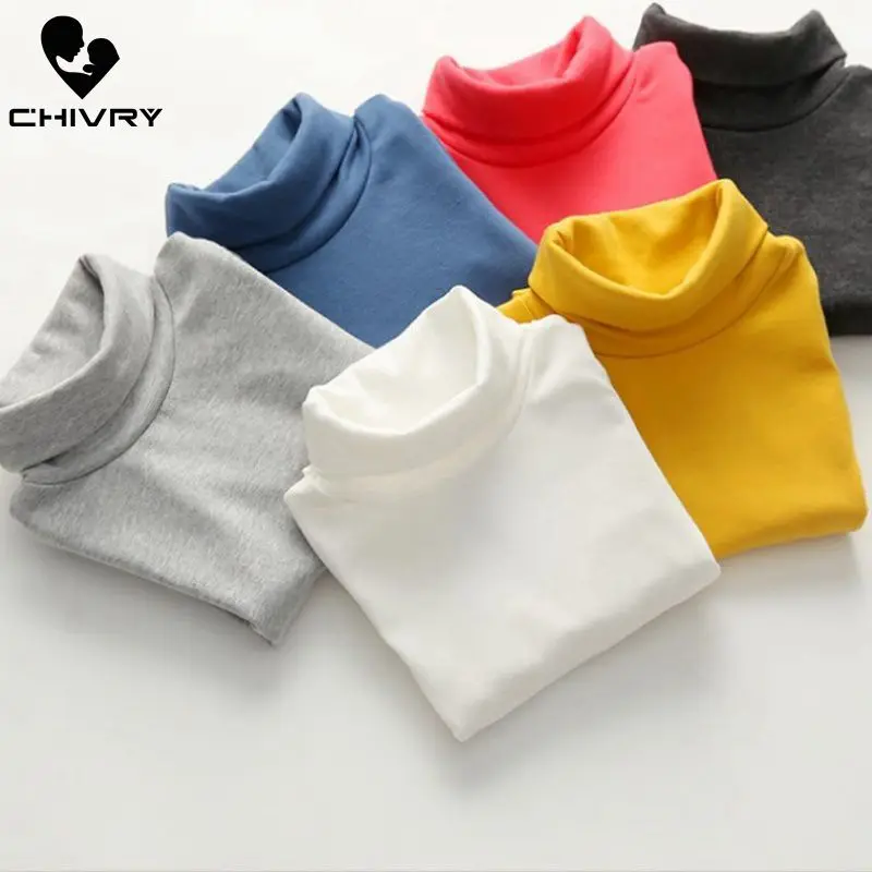 Camiseta lisa a la moda para ni&ntilde;os y ni&ntilde;as, camisetas informales de manga larga con cuello redondo, primavera y oto&ntilde;o, 2022-1