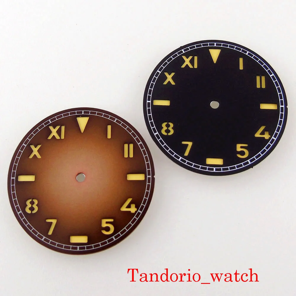 

For NH35 NH36 MIYOTA 8215 821A ETA 2826 2824 Mingzhu 2813 3804 DG Movement Black/Coffee Sterile 36mm California Watch Dial Face