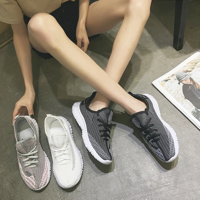 NIKEZI/семейная одежда для родителей и детей, для девочек и мальчиков, детская одежда, сетчатые вязаные Лоферы без шнуровки, кроссовки для бега Yeezys Air Boost