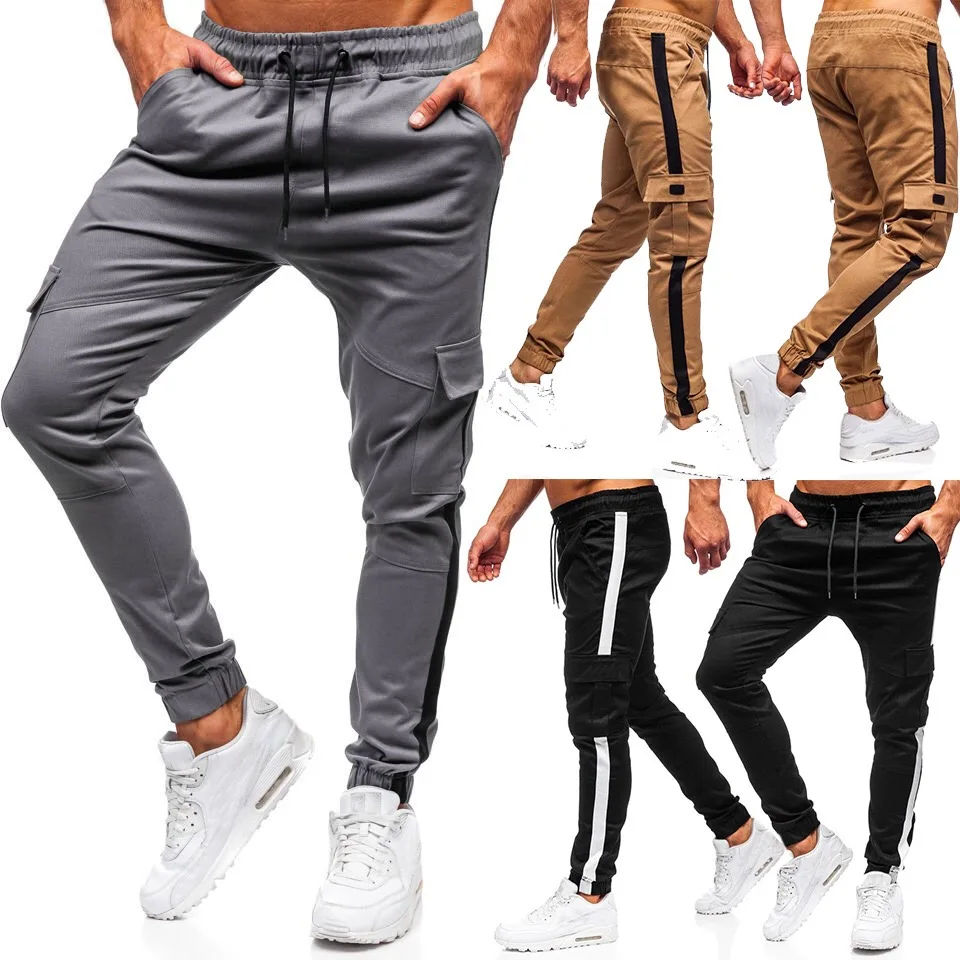 

High Quality European and American Men's Beveled Edge Patchwork Men's Loose Casual Workwear Trousers S-XXL Free Shipping