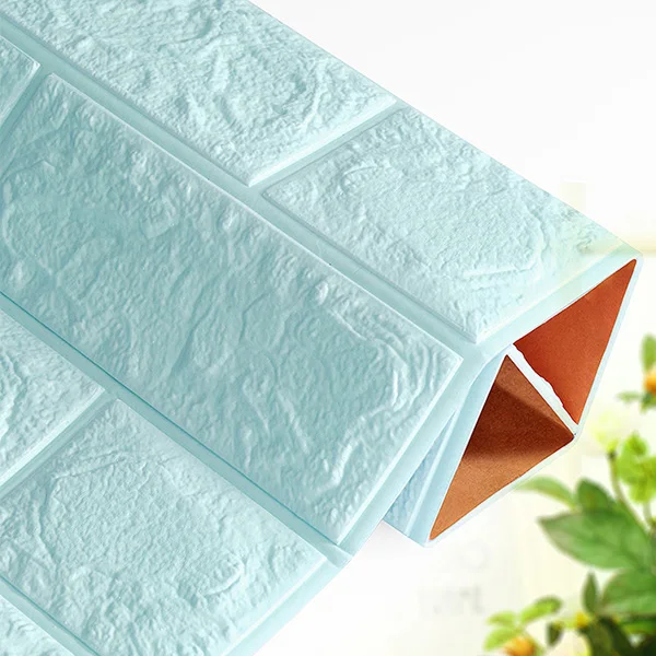 Light blue Самоклеющиеся обои, 3D настенные панели, кирпичные наклейки для гостиной, спальни, детской комнаты, кирпичные обои, домашний декор - Цвет: Light blue
