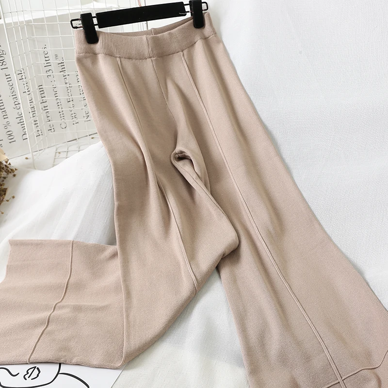 Брюки женские трикотажные с широкими штанинами Осень-зима Mw816 | Женская одежда