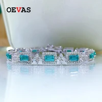 oevas 100 925 sterling silver paraiba high carbon diamond bracelet for women sparkling wedding party fine jewelry wholesale