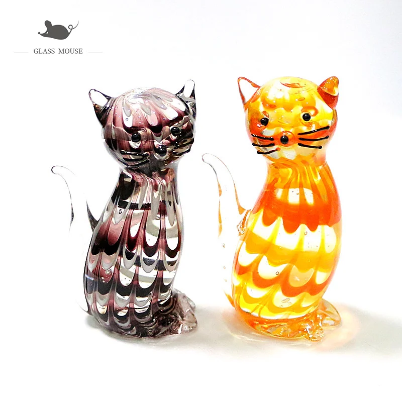 

Miniature Animal Figurine Glass Cat Ornaments Cute Vivid Hook Silk Craft Pet Festival Party Gifts For Children's Room Decoration