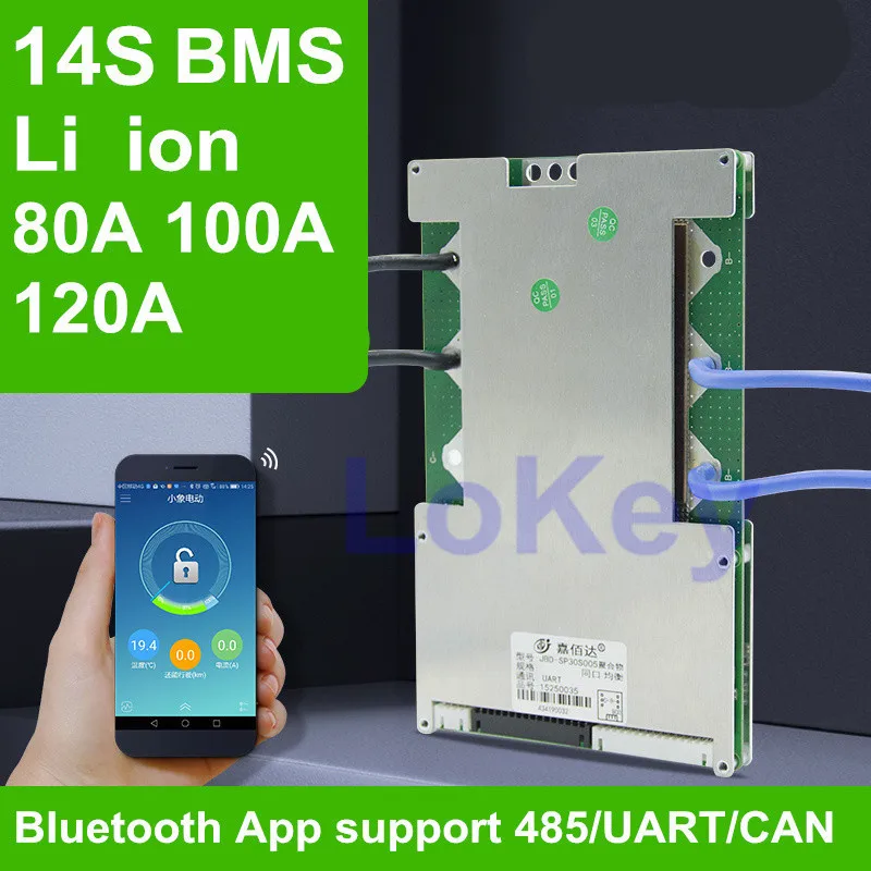 Smart BMS 14S 48V 80A 100A 120A литий ионный lipo баланс заряда с общением UART android Bluetooth