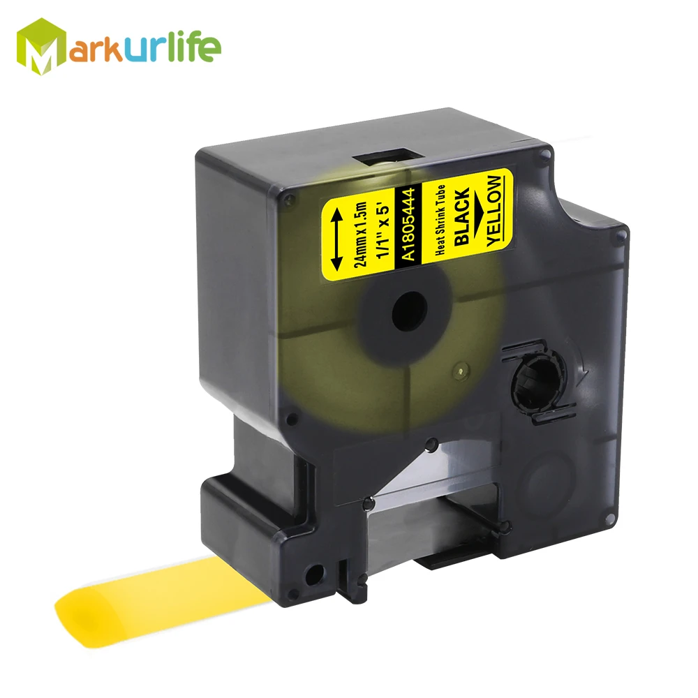 24mm Black on Yellow Совместимость для DYMO промышленный термоусадочные трубки 18051 18052 18053 18054 18055 18056 18057 18058 для Dymo носорог 4200 этикетировщик - Цвет: 24mm Black on Yellow