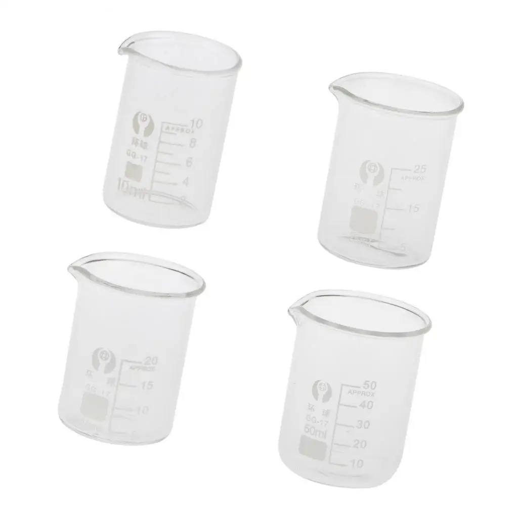 

4pcs Borosilicate Glass Graduated Laboratory Beakers Low Form with Scale