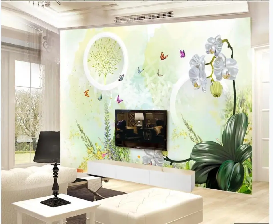 Пользовательские обои для стен 3 d фрески Европейский маленький свежий 3D круг