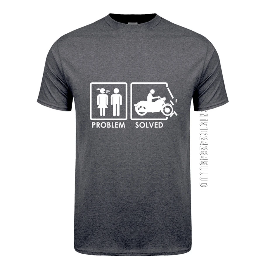 

Problem Solved Men T Shirt Summer O Neck Cotton Motorcycle Biker T-shirts Birthday Tshirt Tee Unisex