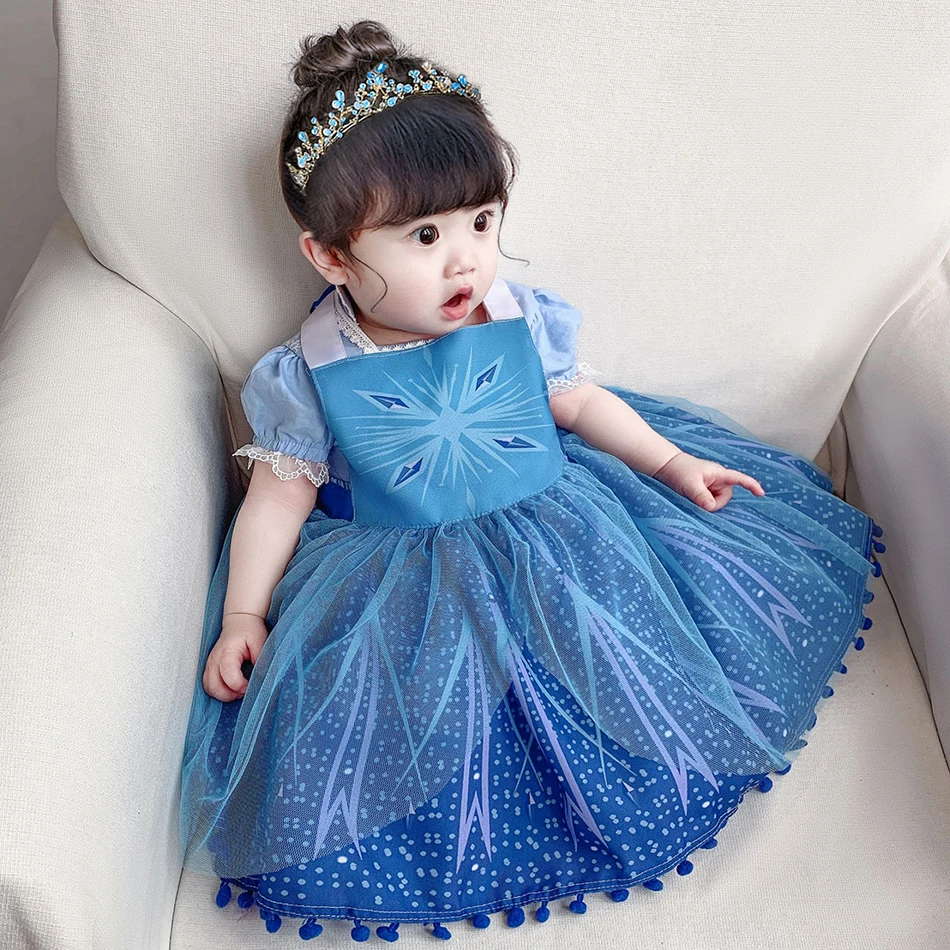 

Baby Girl Elsa Apron Summer Infant Waterproof Bibs Kids Toddler Halloween Princess Fancy Fluffly Costumes