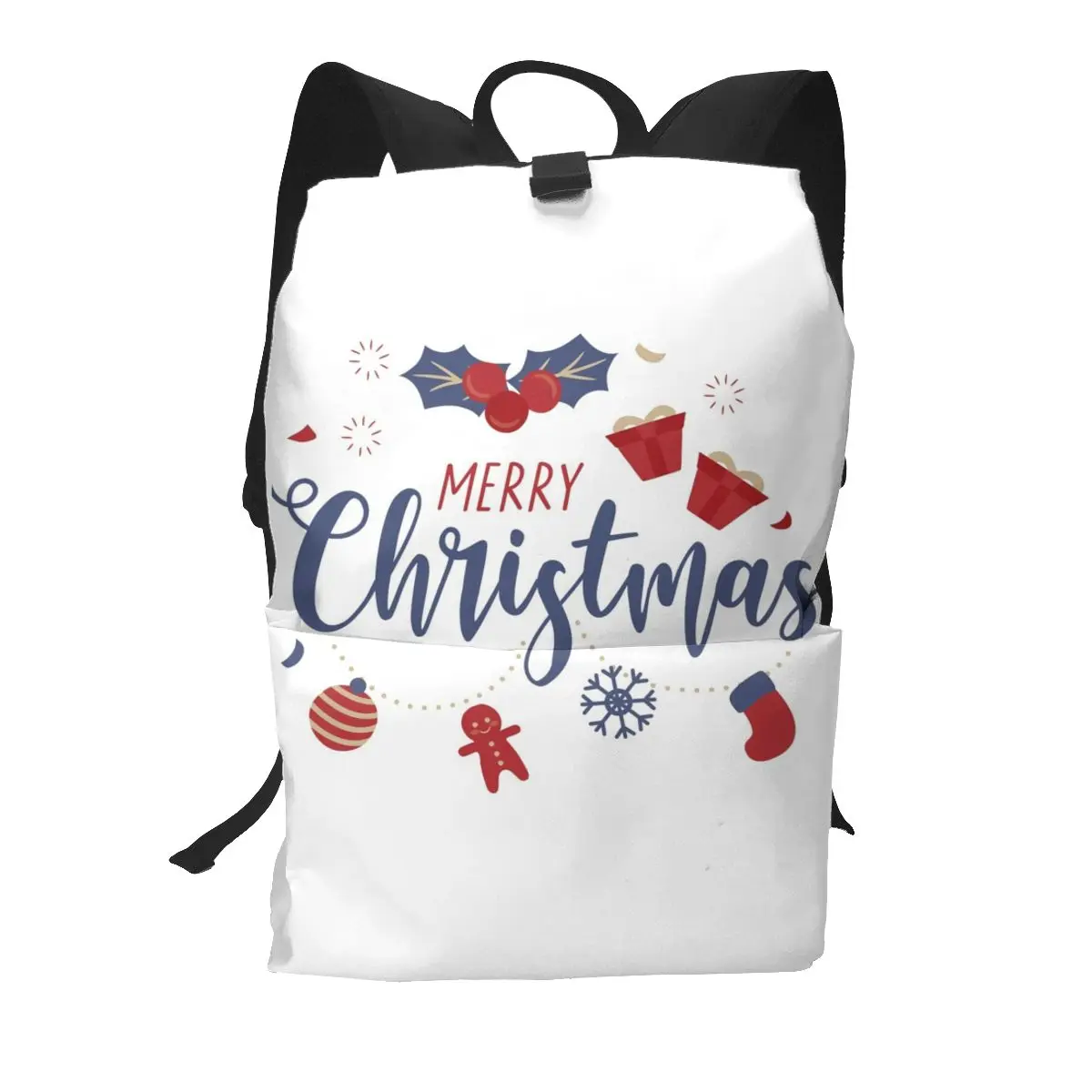 

Merry Christmas Backpacks Gingerbread Socks Celebration Polyester Festival Teen Backpack Soft Beautiful Bags