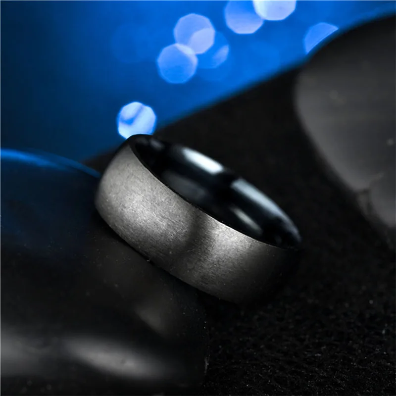 

Explosive jewelry titanium steel Men's Women's rings hot fashion men's stainless steel Simple black rings in Europe and America